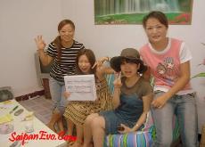 Saipan Evolution - Moonlight Massage - Gina (left) and another staff of Moonlight Massage (right) with the two models of the photos above from Japan (center).